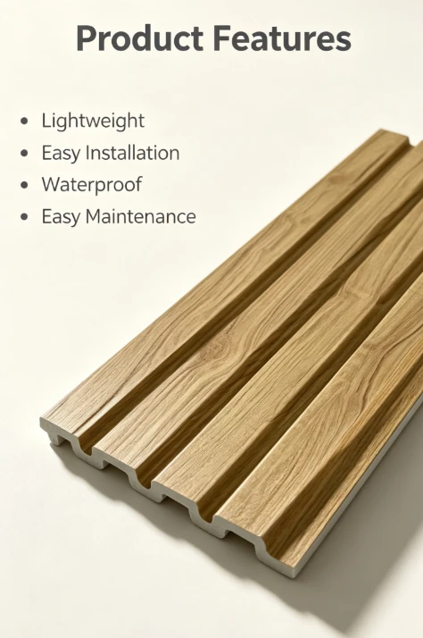 Natural Wood Texture PS Wall Panel 3D Fluted Decorative Wall Cladding For Modern Interior Design best